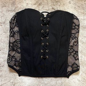 Black Lace Corset Tube Top